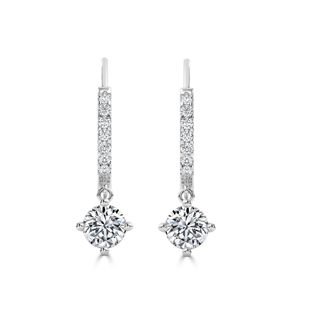 Round  Drop Diamond Earrings