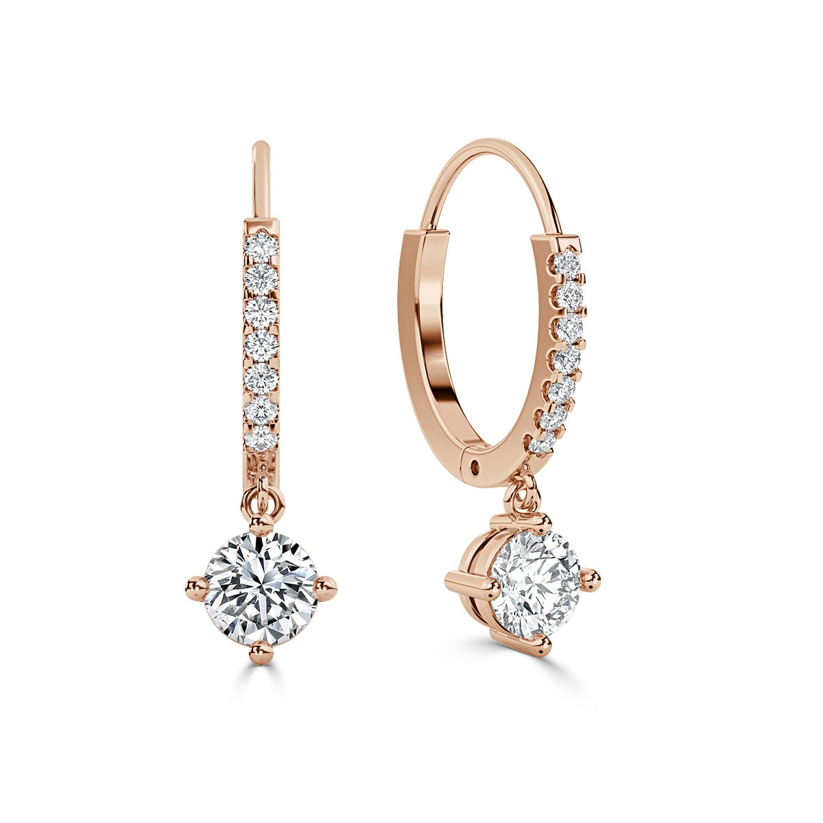 Round  Drop Diamond Earrings