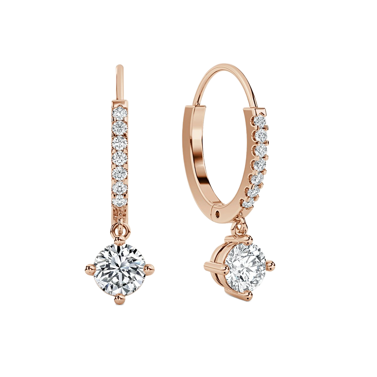 Round  Drop Diamond Earrings