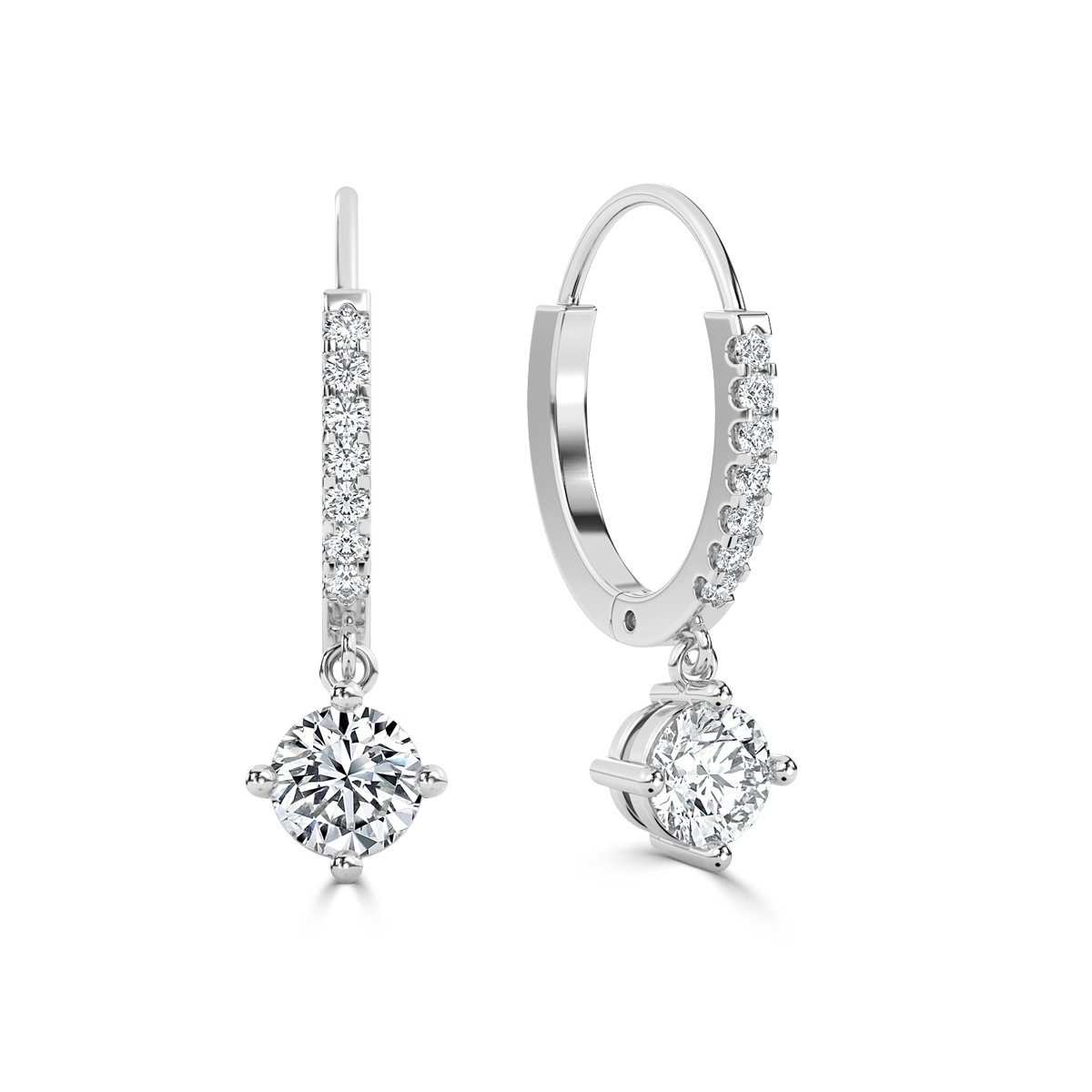 Round  Drop Diamond Earrings