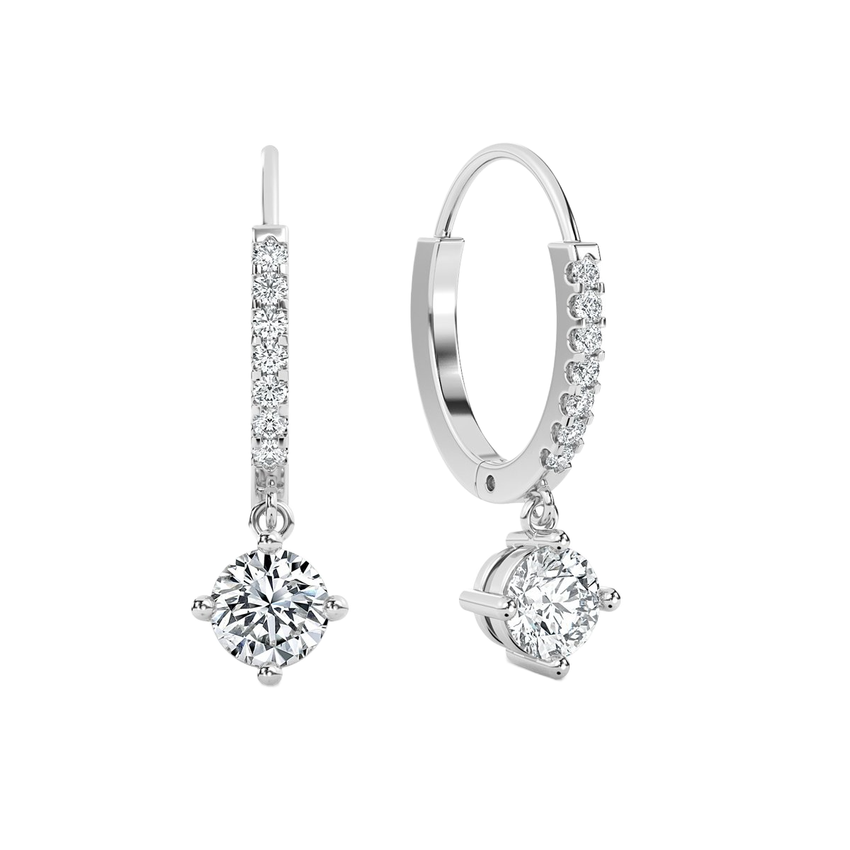 Round  Drop Diamond Earrings