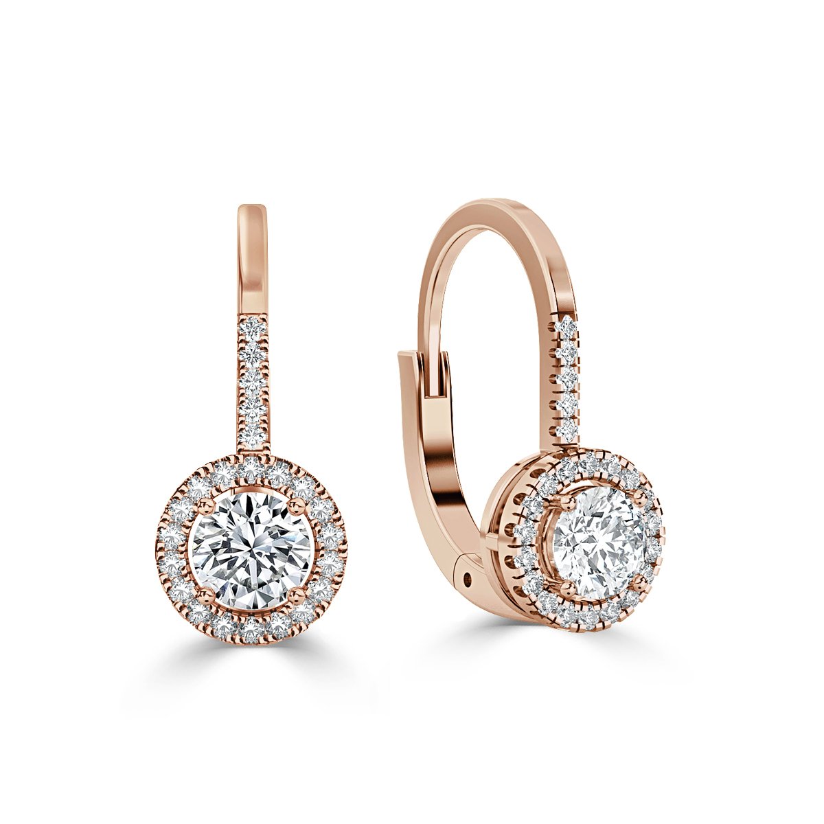 Round  Drop Diamond Earrings