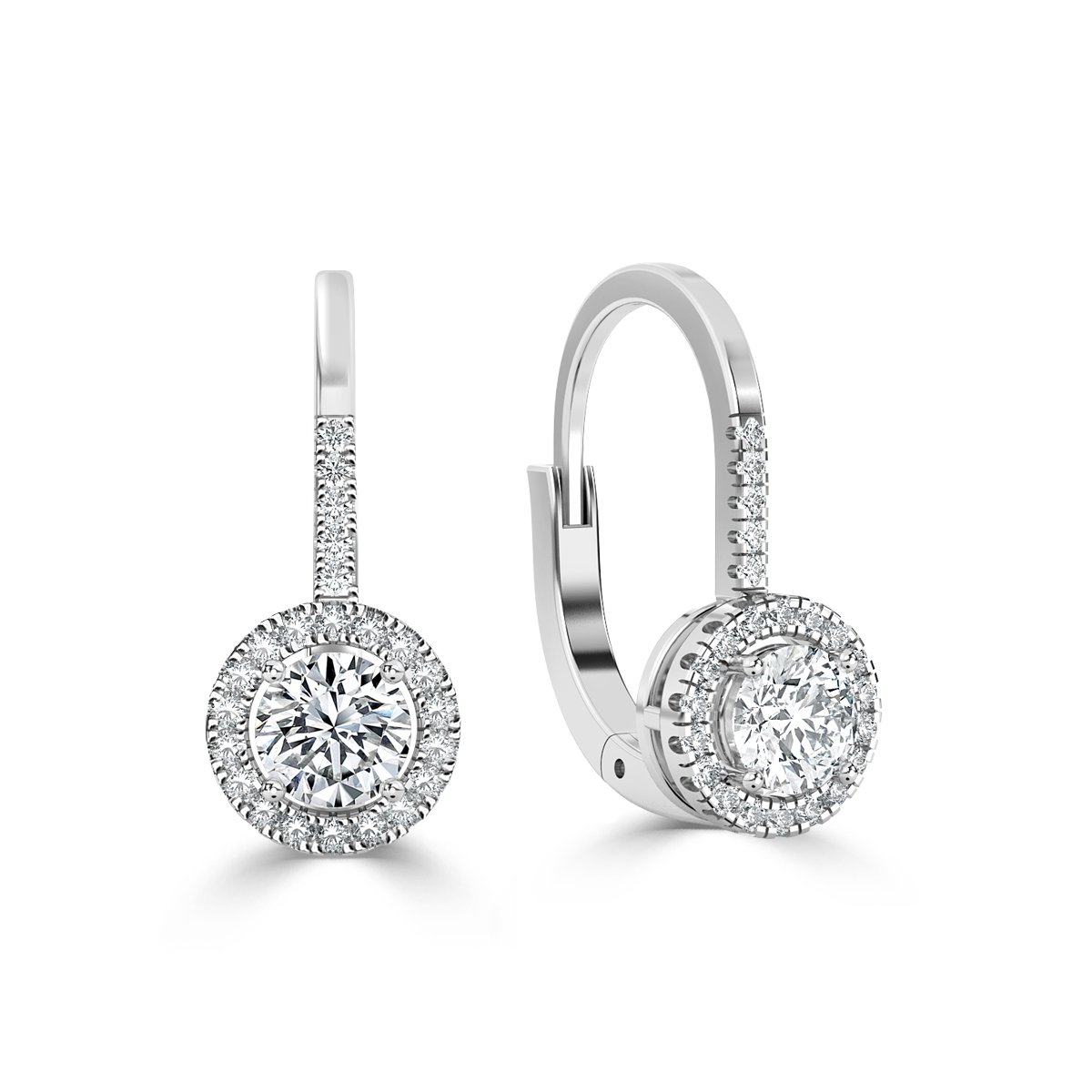 Round  Drop Diamond Earrings