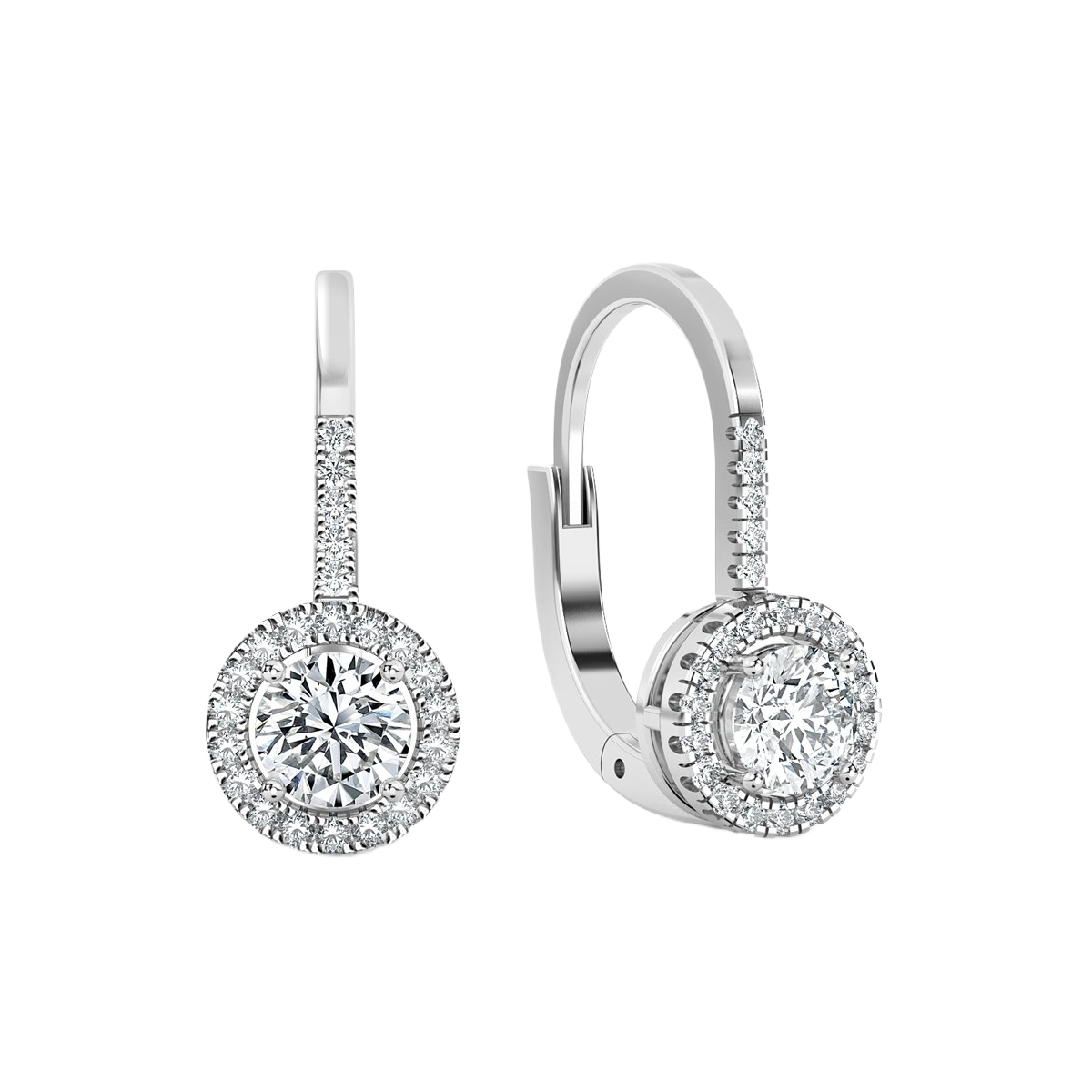 Round  Drop Diamond Earrings
