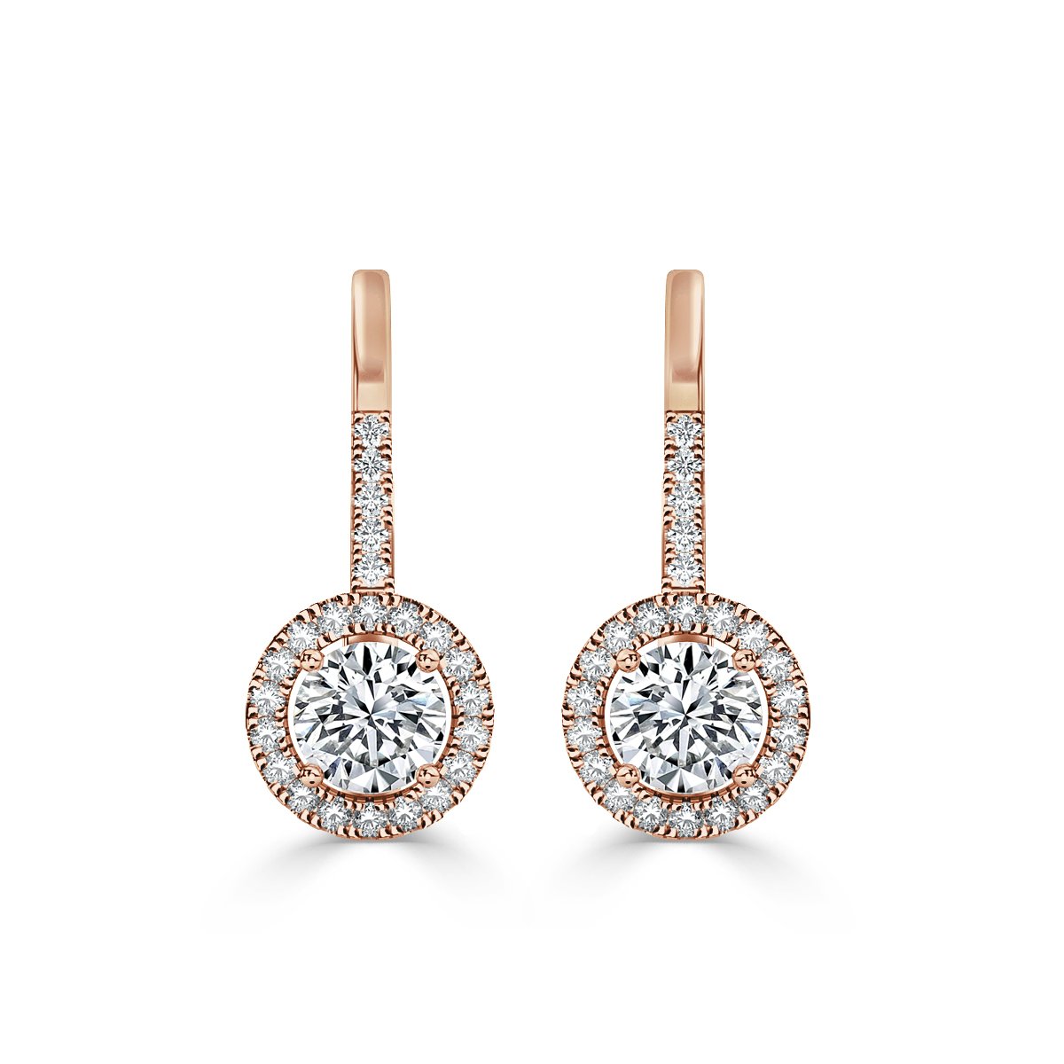 Round  Drop Diamond Earrings