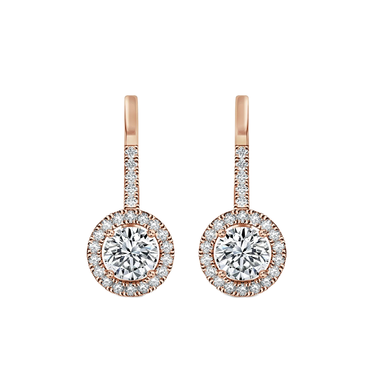 Round  Drop Diamond Earrings