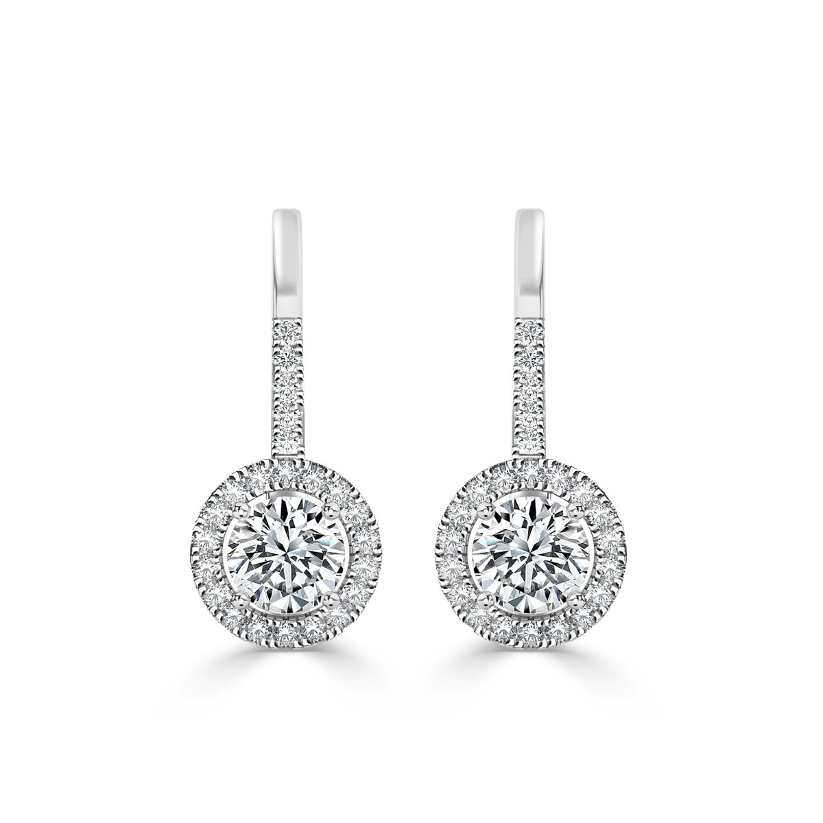 Round  Drop Diamond Earrings