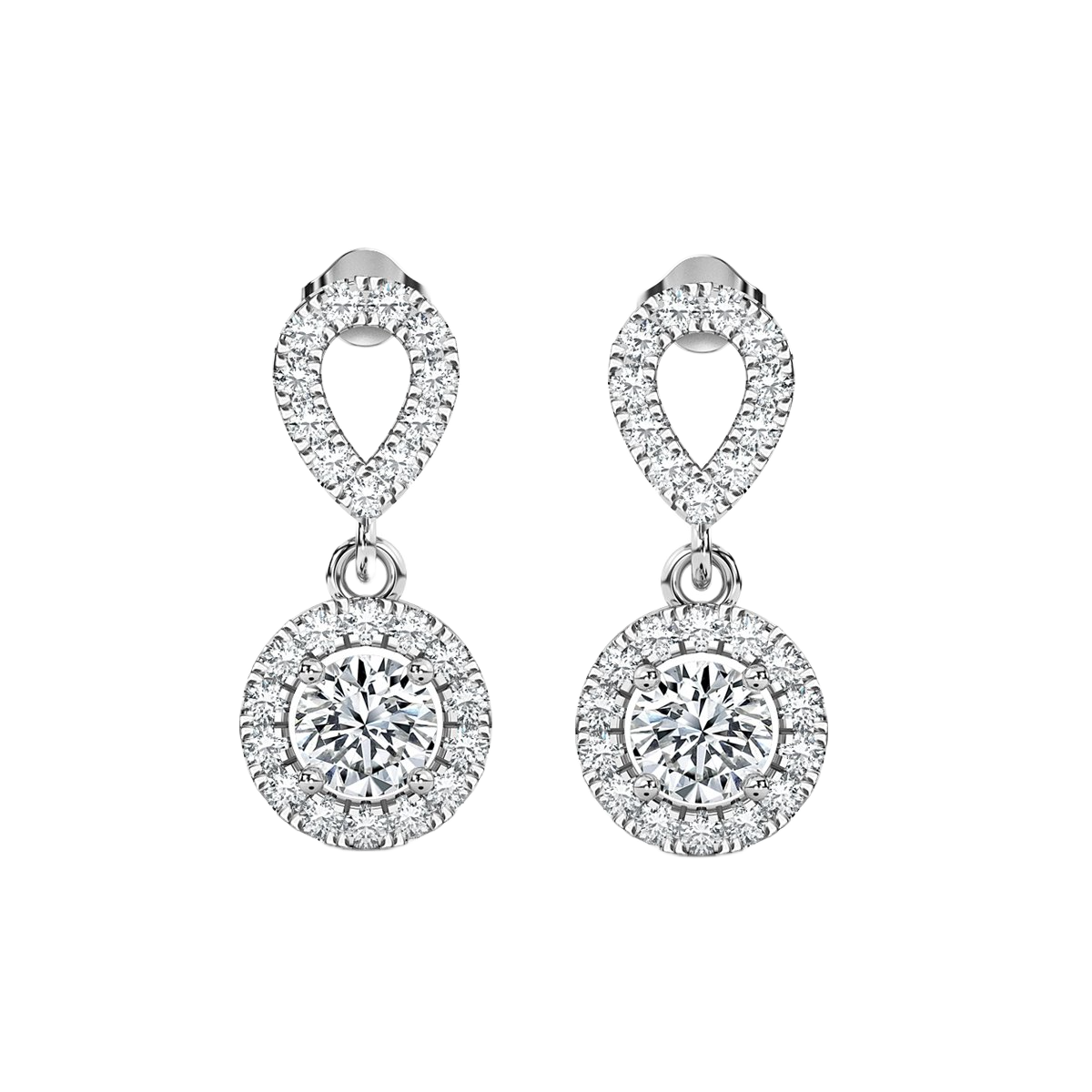 Round  Drop Diamond Earrings