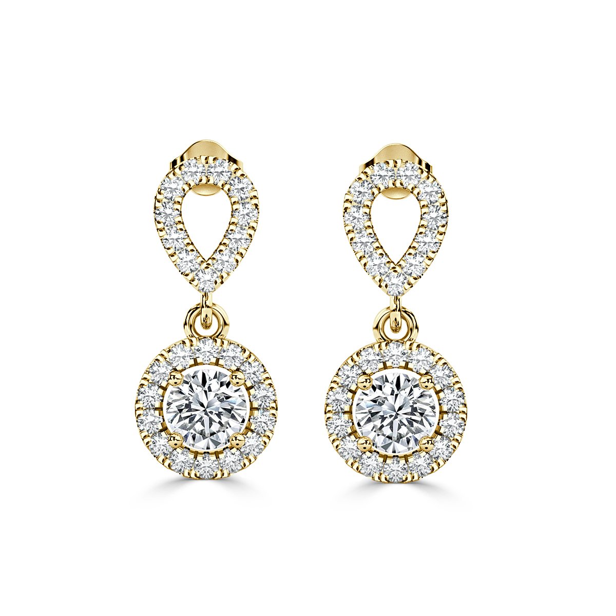 Round  Drop Diamond Earrings