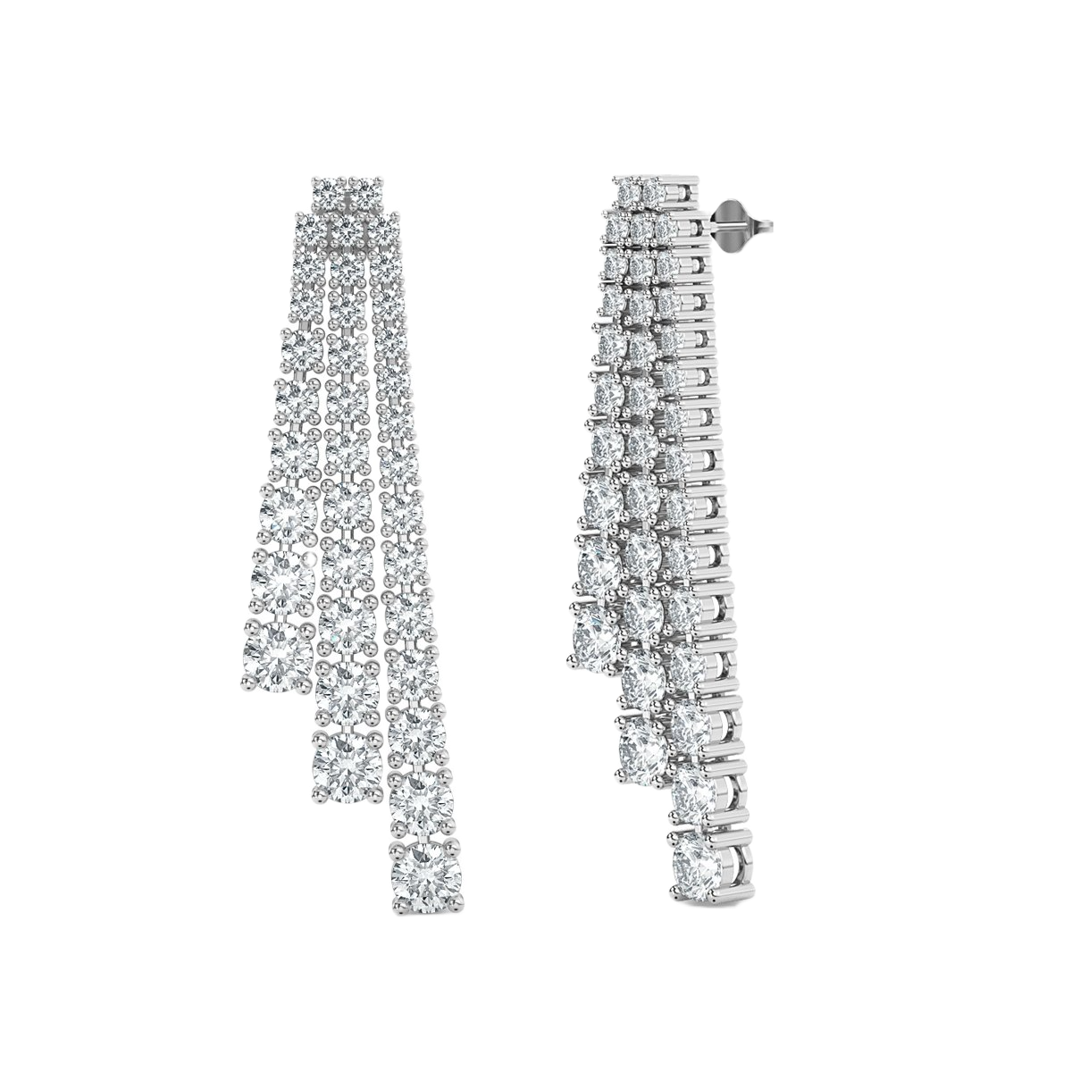 Round  Drop Diamond Earrings
