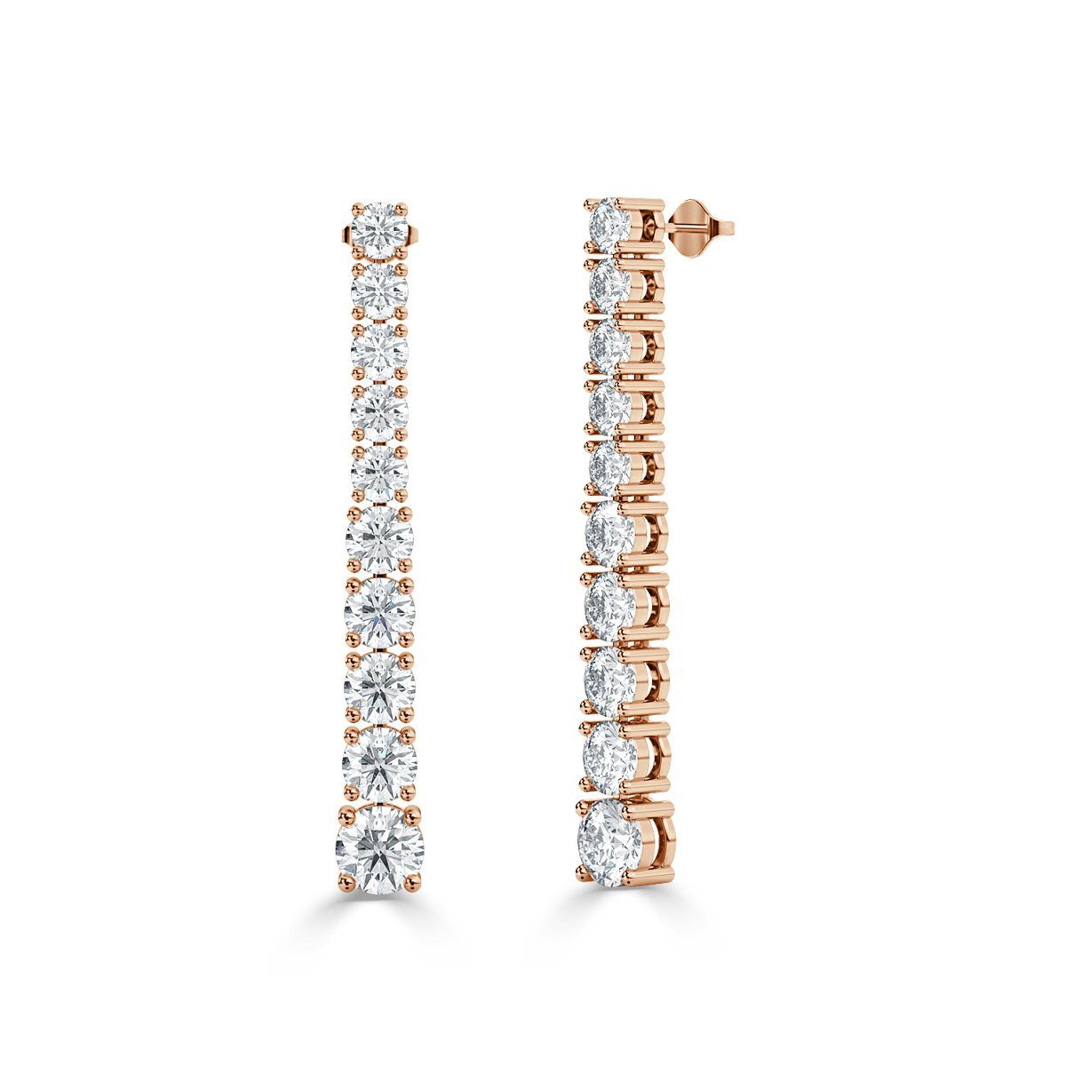 Round  Drop Diamond Earrings