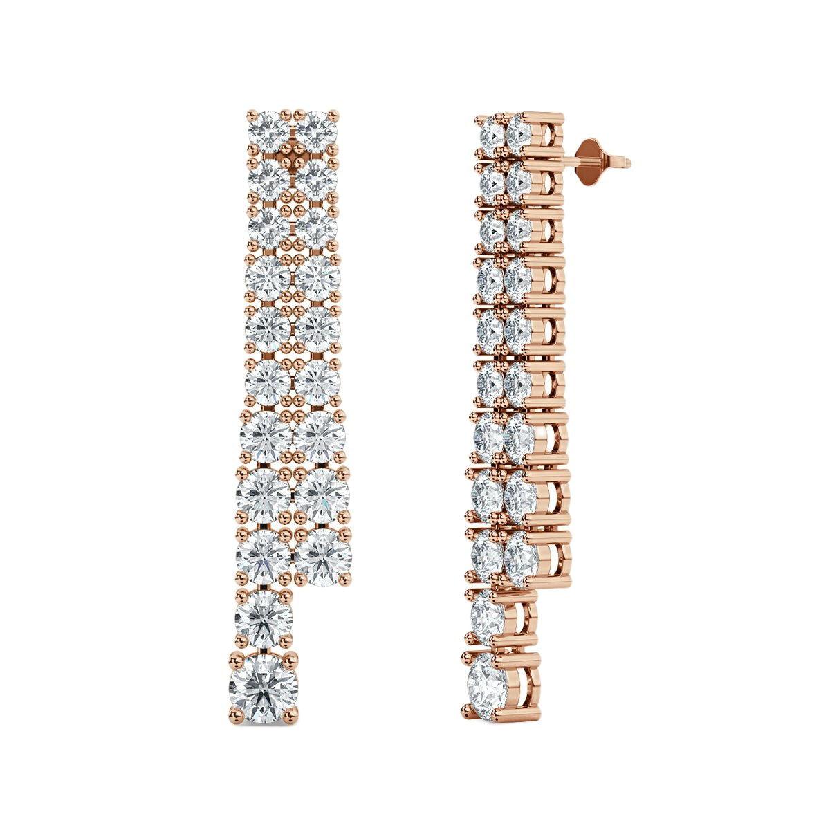 Round  Drop Diamond Earrings