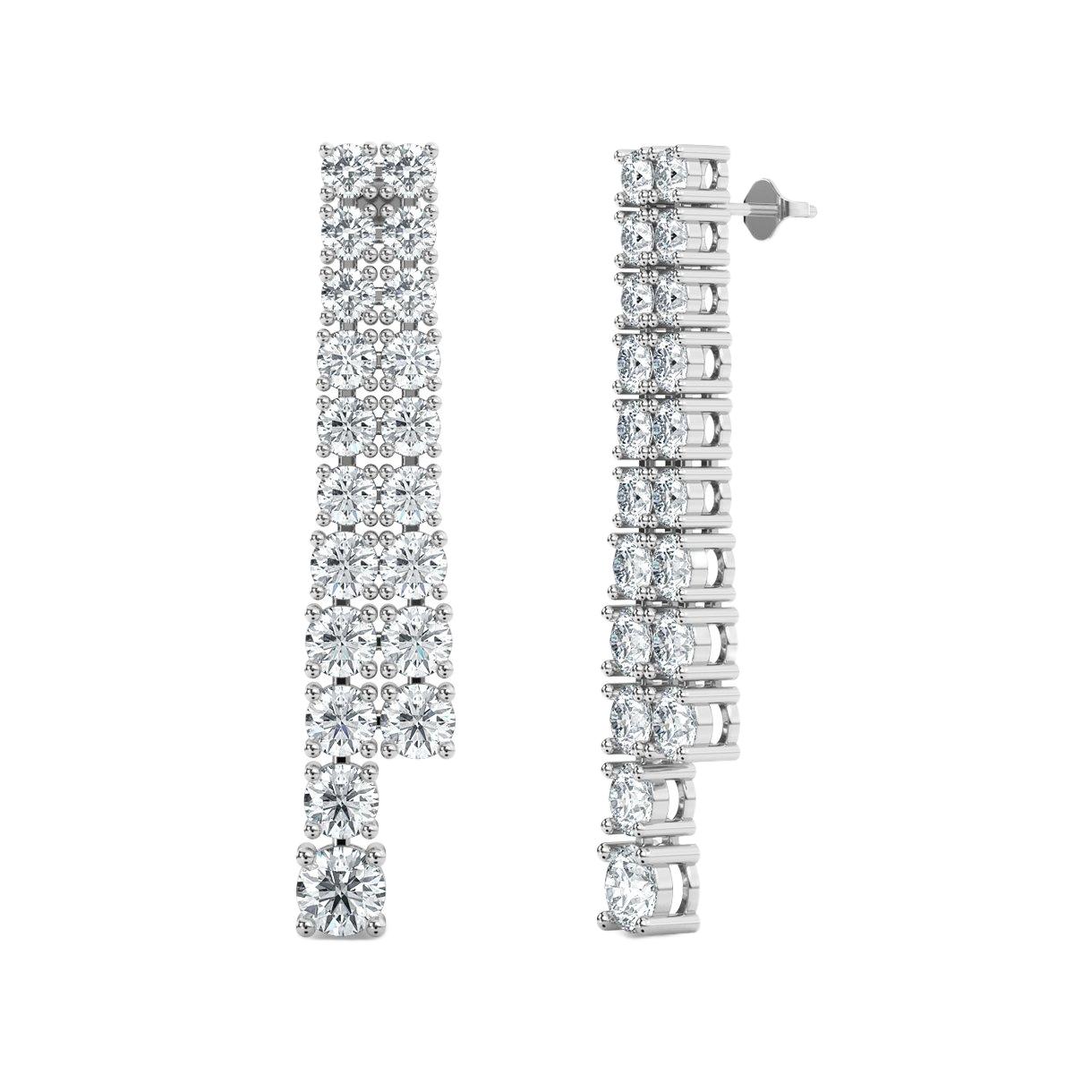 Round  Drop Diamond Earrings