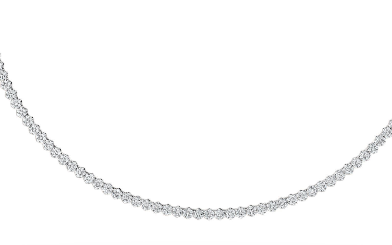 7.29 ct Natural Round Diamond Tennis Necklace, 9K White Gold