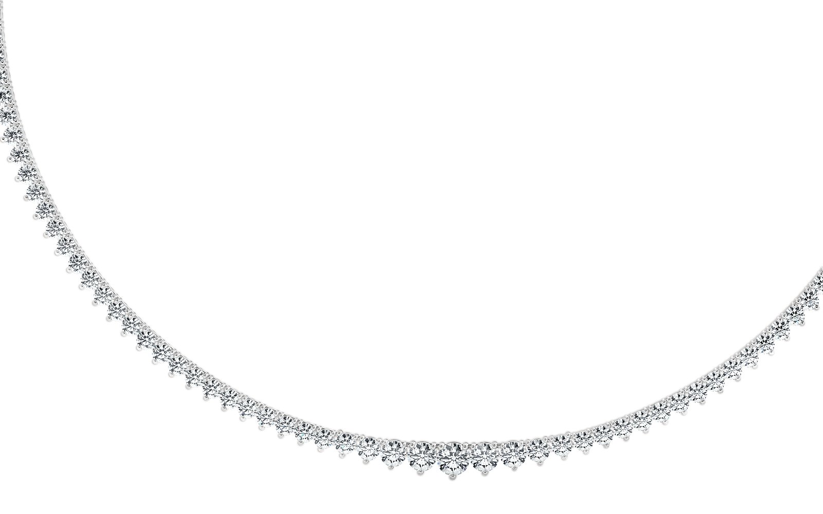 3.68 ct Natural Round Diamond Tennis Necklace, 18K White Gold