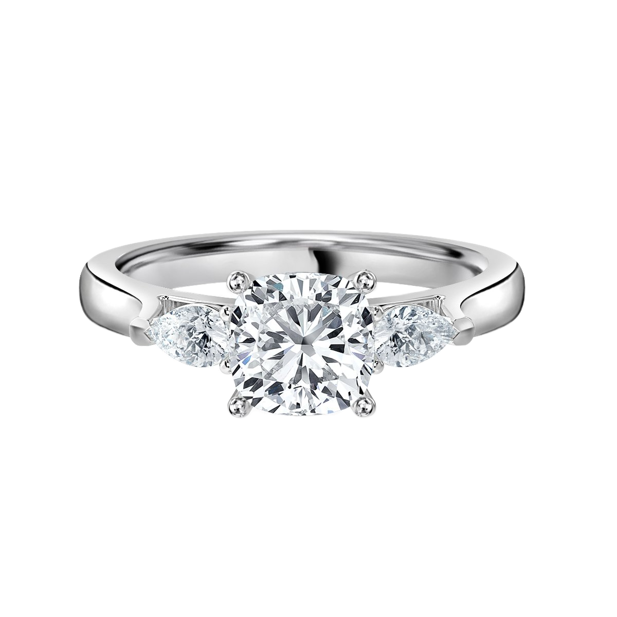 Cushion With Pear Shape Trilogy Ring