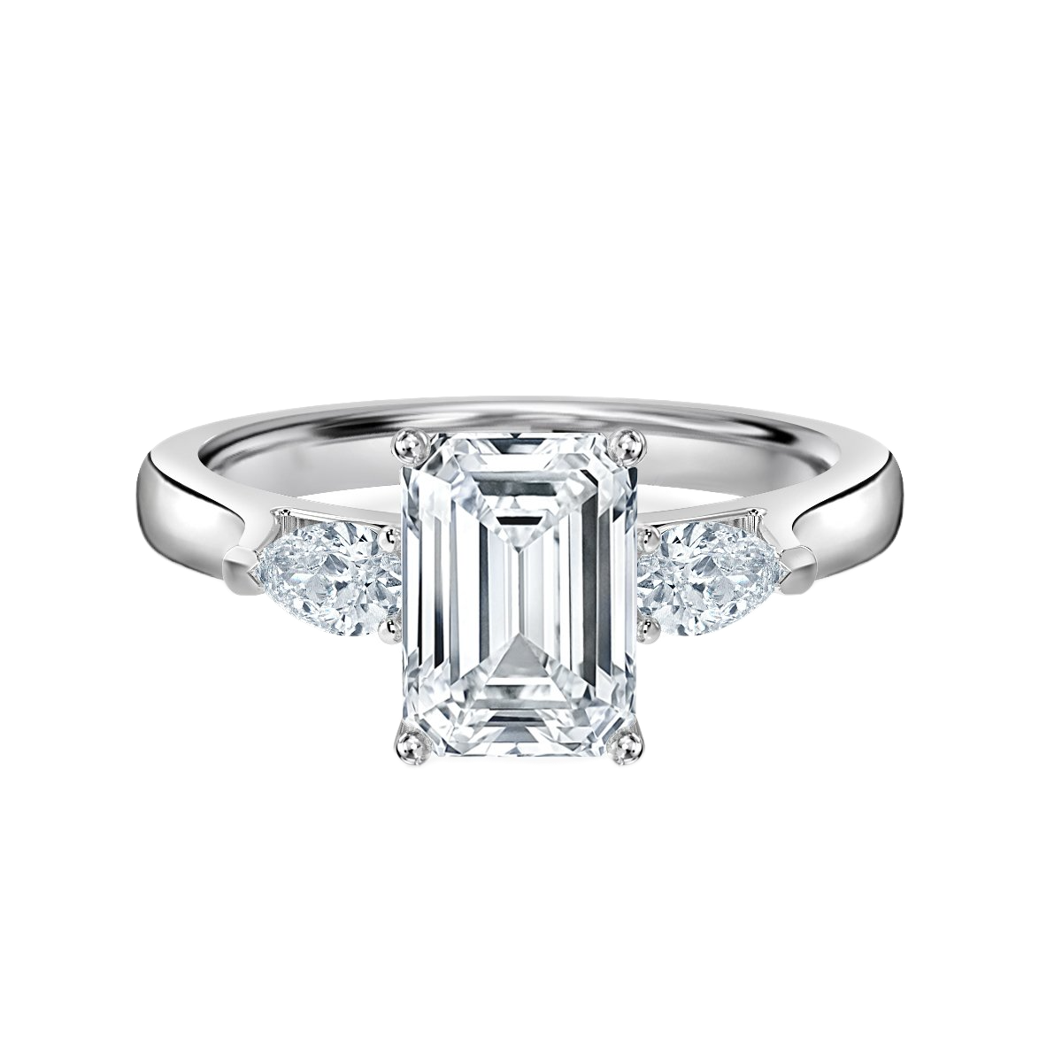 Emerald With Pear Shape Trilogy Ring