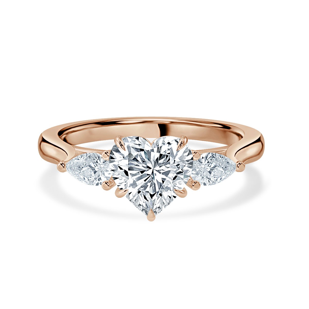 Heart With Pear Shape Trilogy Ring