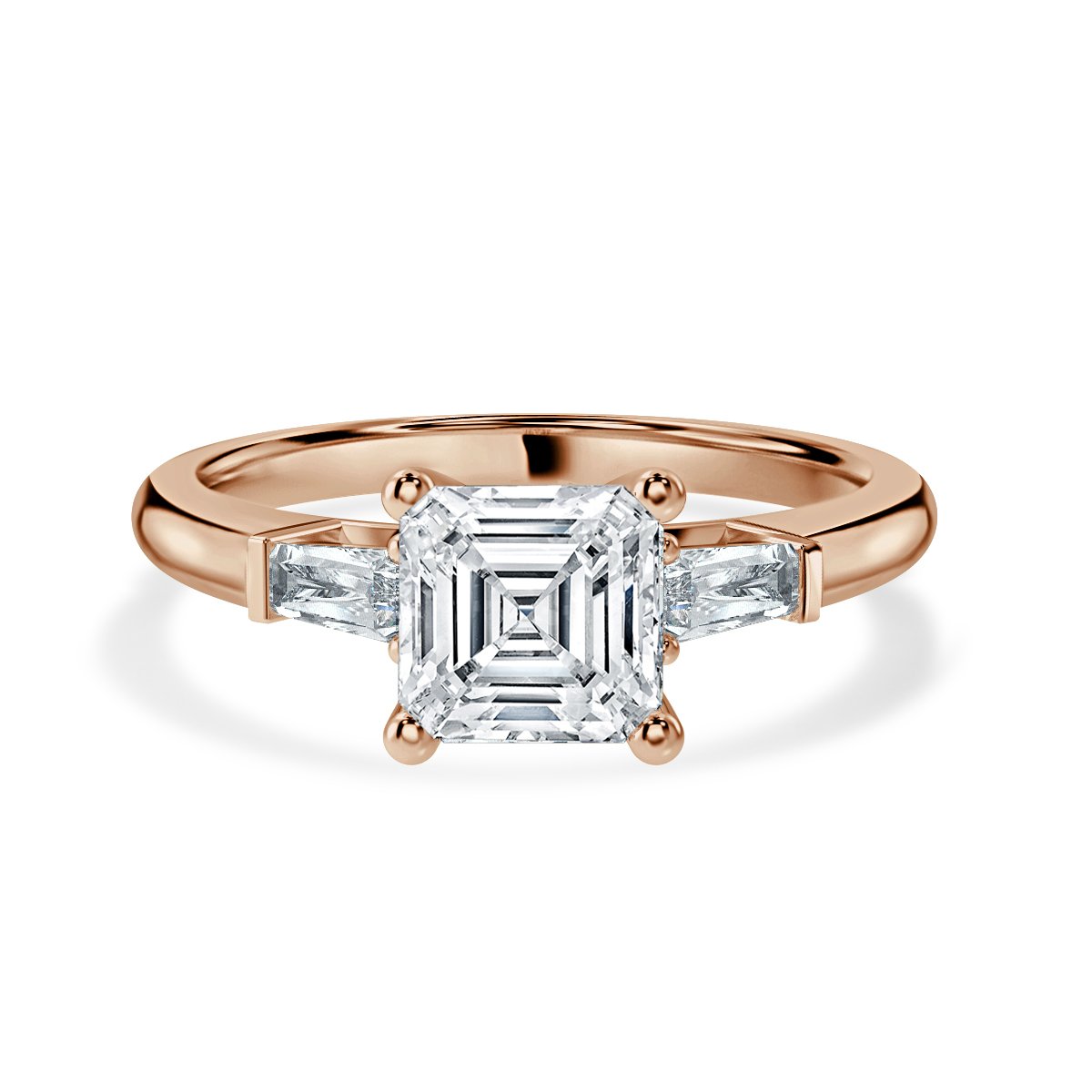 Asscher With Baguett Trilogy Ring