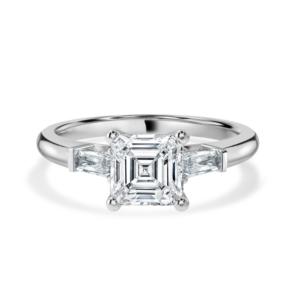 Asscher With Baguett Trilogy Ring