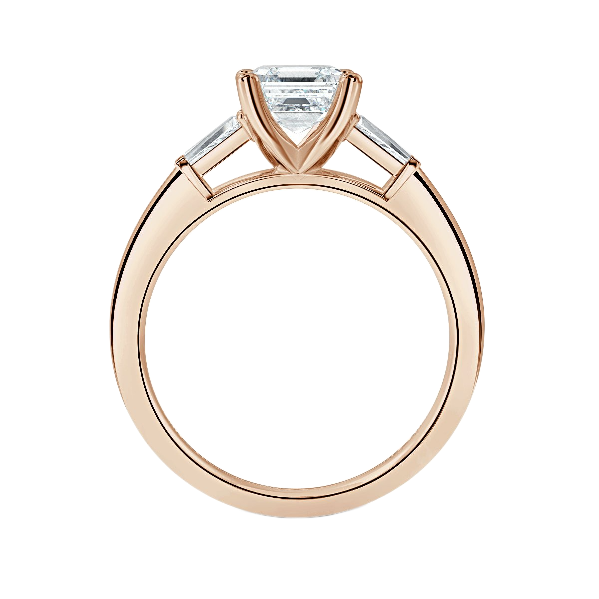 Asscher With Baguett Trilogy Ring