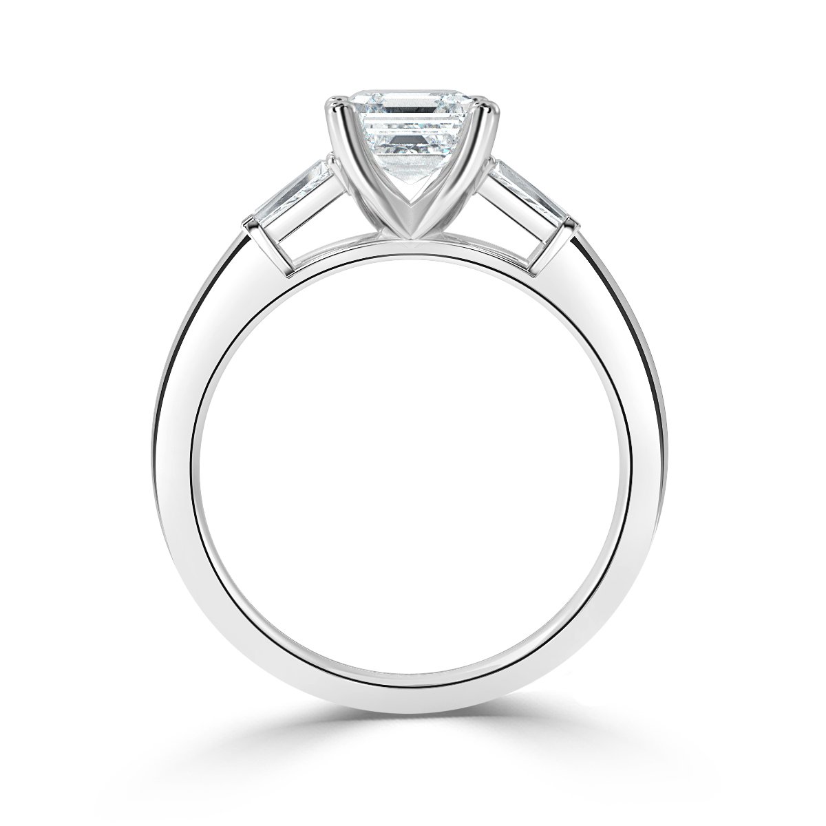 Asscher With Baguett Trilogy Ring