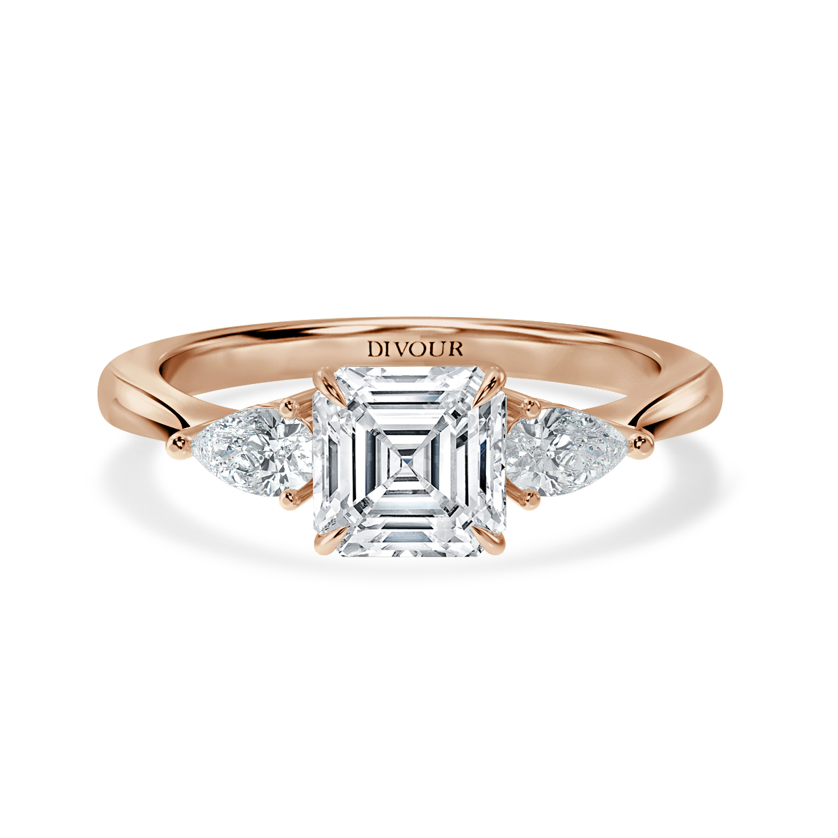 Asscher With Pear Shape Trilogy Ring