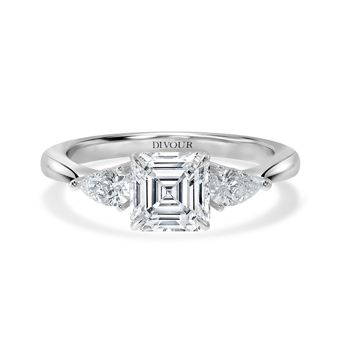 Asscher With Pear Shape Trilogy Ring