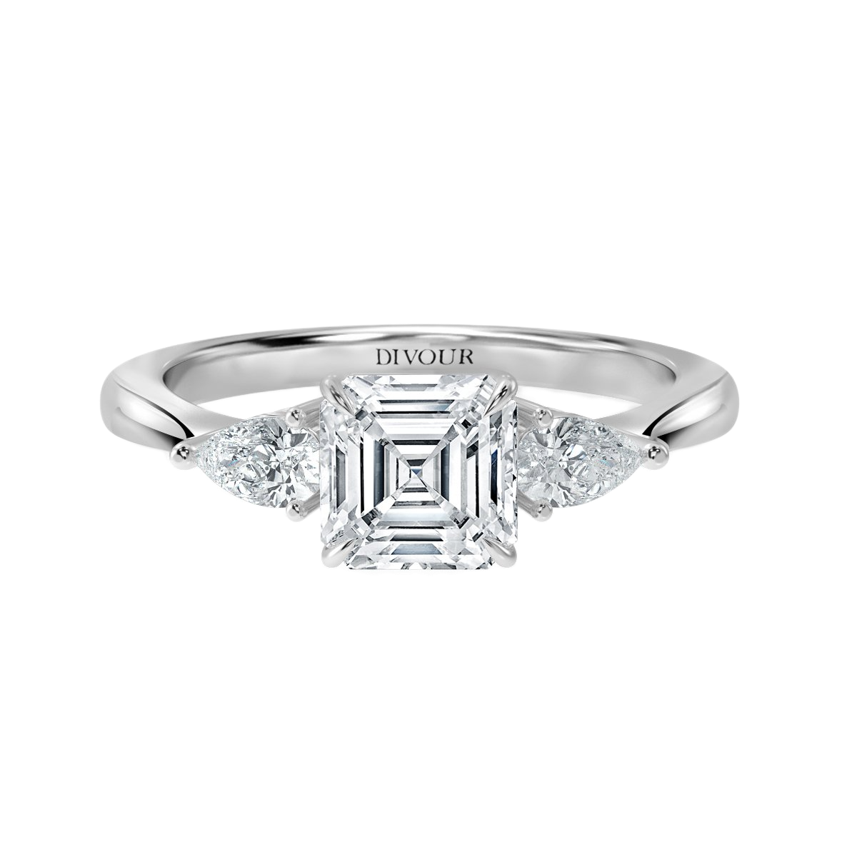 Asscher With Pear Shape Trilogy Ring