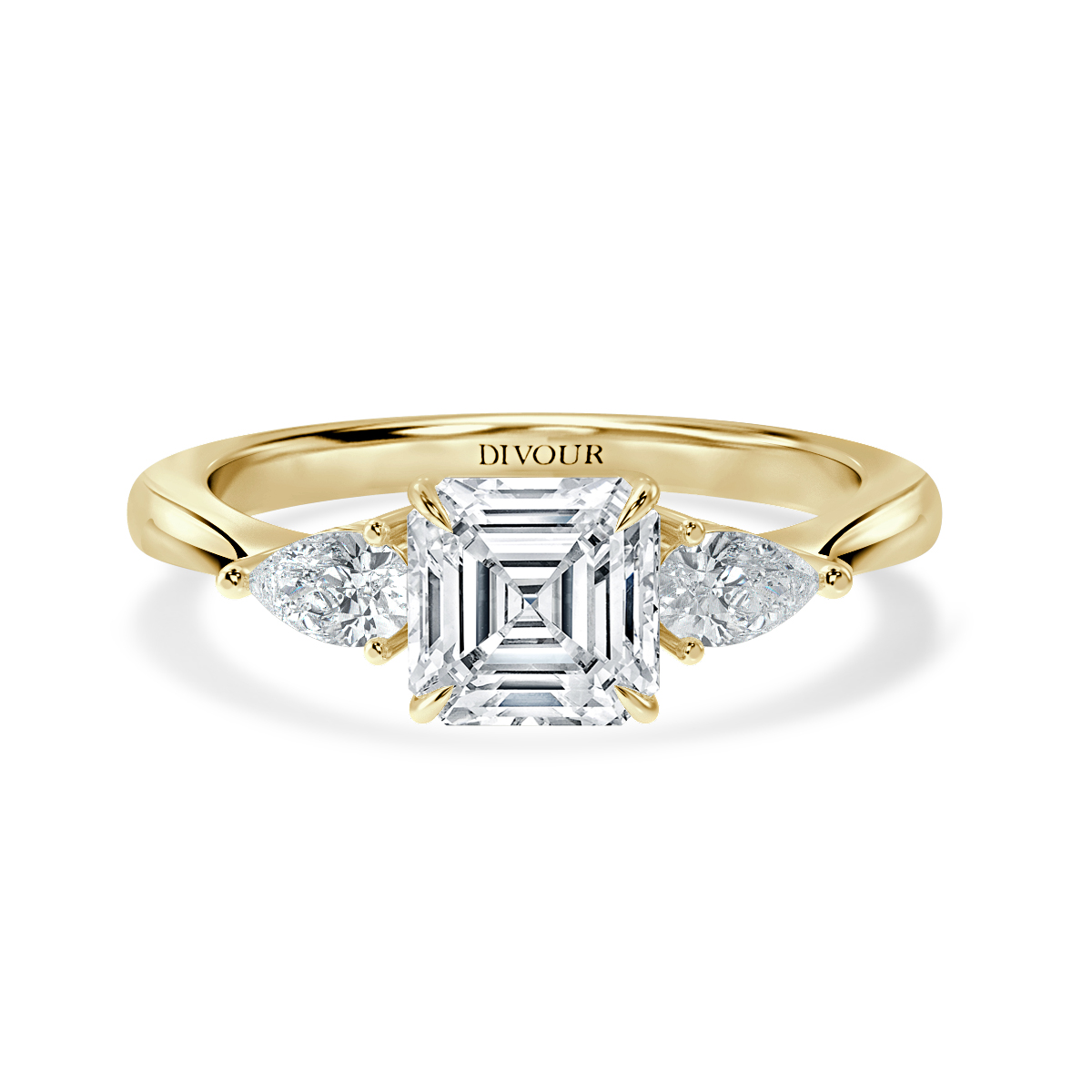 Asscher With Pear Shape Trilogy Ring