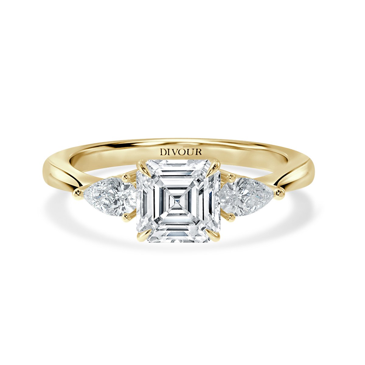 Asscher With Pear Shape Trilogy Ring