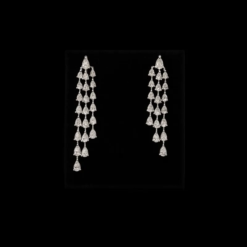 6.00ct Lab-Grown Diamond Drop Earrings, 14k White Gold