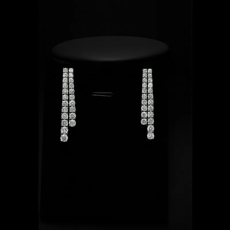 3.86ct Natural Diamond Drop Earrings, 18k White Gold