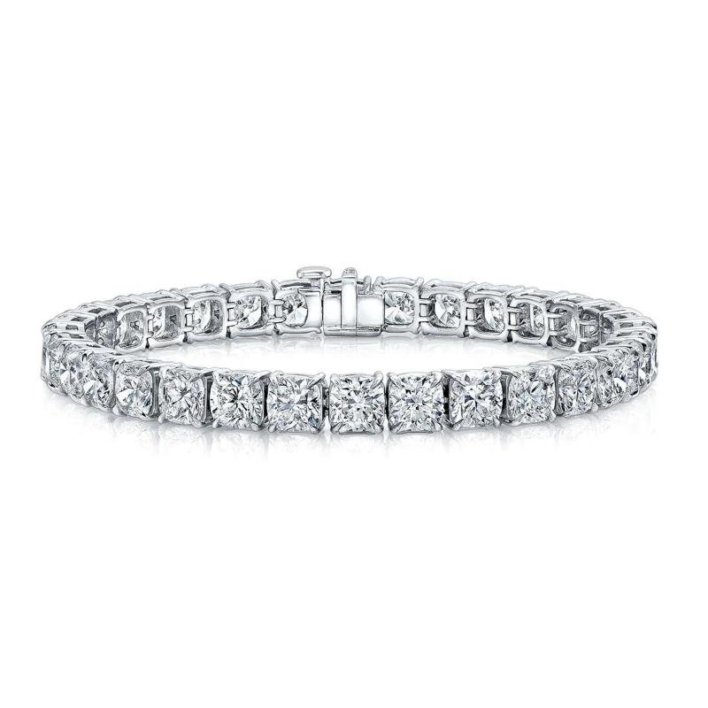 12.00 Cts Cushion Diamond Claw Set Tennis Bracelet, 18K White Gold