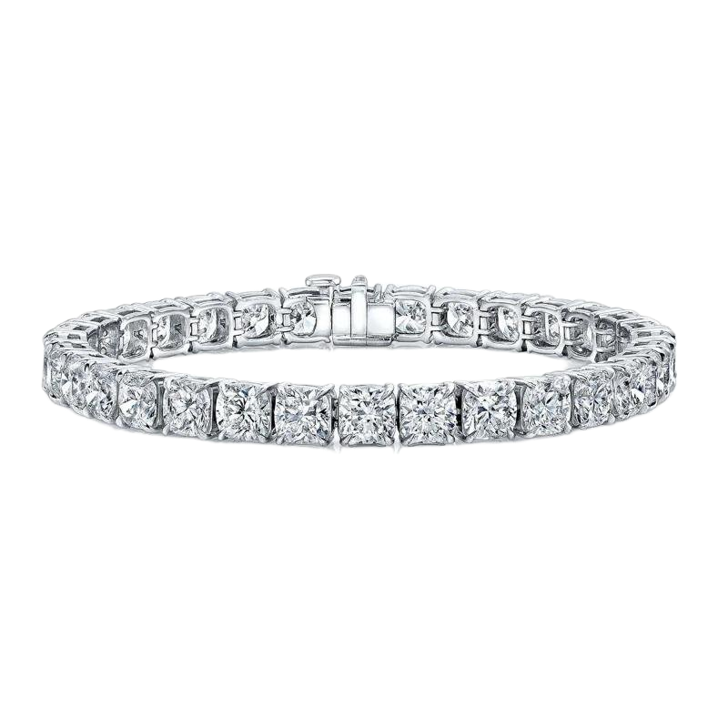 12.00 Cts Cushion Diamond Claw Set Tennis Bracelet, 18K White Gold
