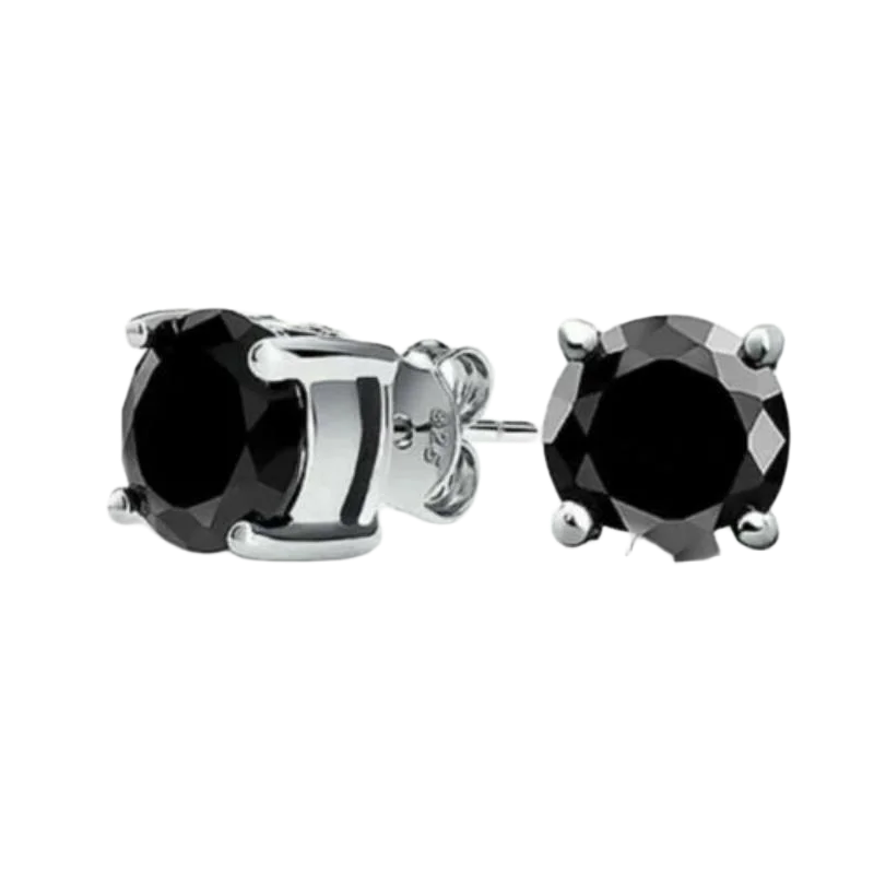 1.50 ct Round Black diamond earrings , white gold